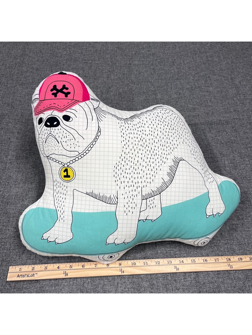 IKEA Thorine Bulldog On Skateboard Throw Pillow Dog